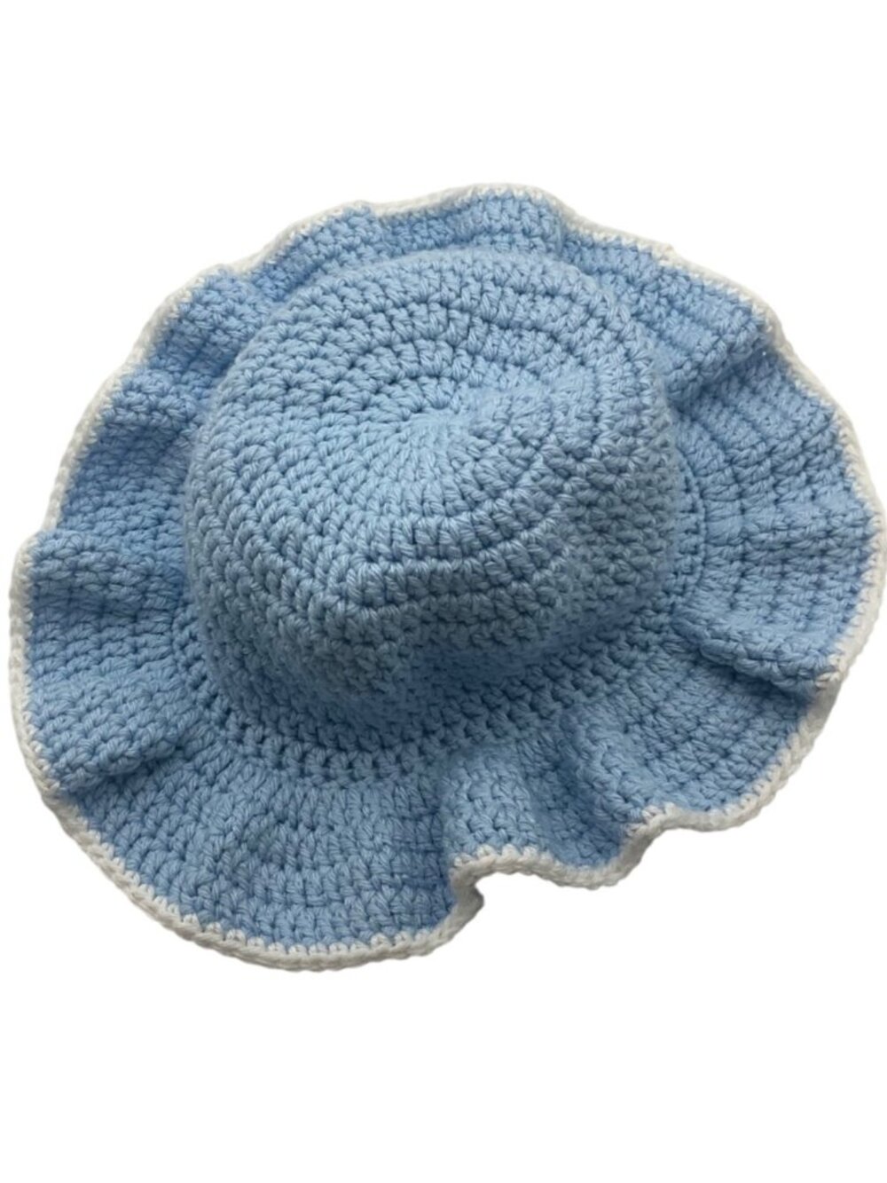Handmade Womens-Juniors Crochet Baby Blue Bucket Knit Hat Lightweight